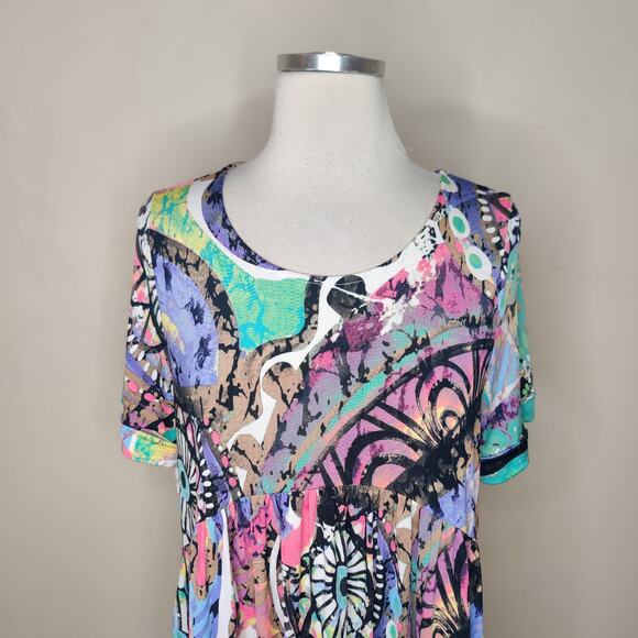 Paisley Grace Top Abstract Floral Stretch Jersey Knit Babydoll - Picture 2 of 10